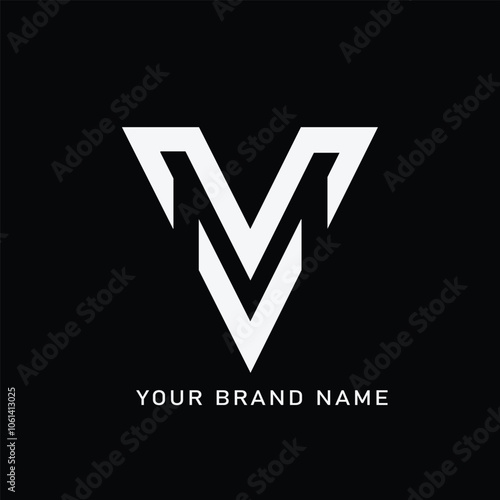 Letters M and V or MV line logo design