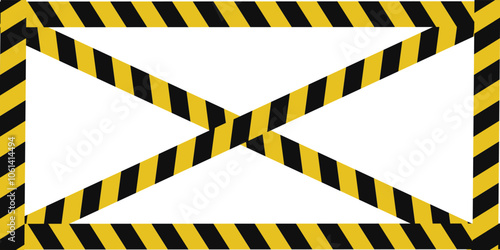 Warning tape with yellow and black diagonal stripes. Warn stop seamless line. Yellow and black caution tape border. Long danger ribbon. vektor