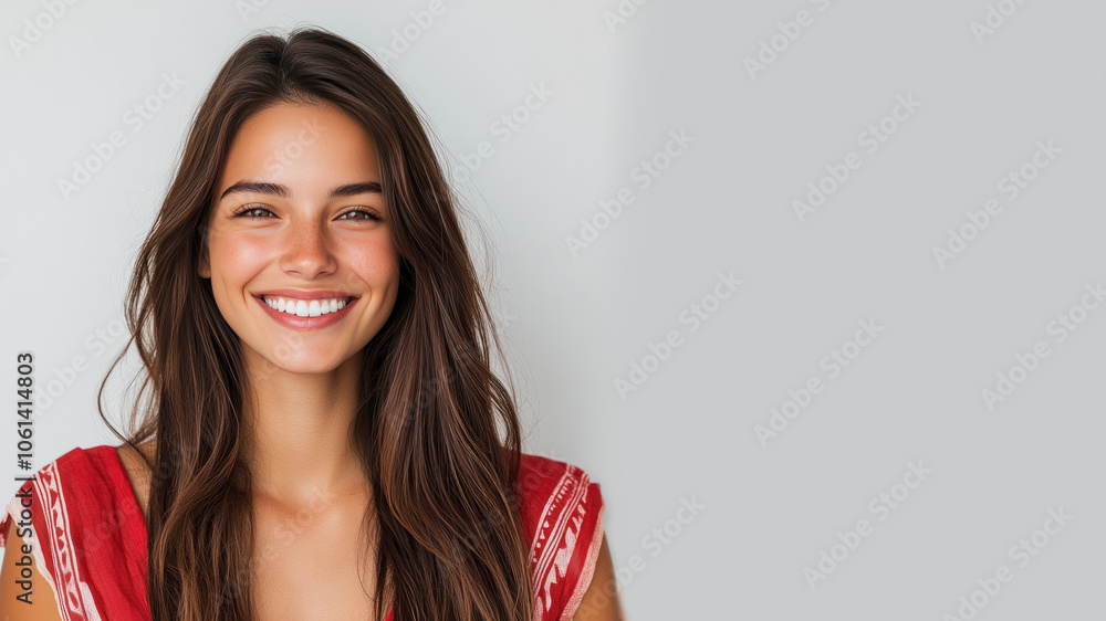 French woman smiling wearing traditional cloth isolated on gray French woman smiling wearing traditional cloth isolated on gray