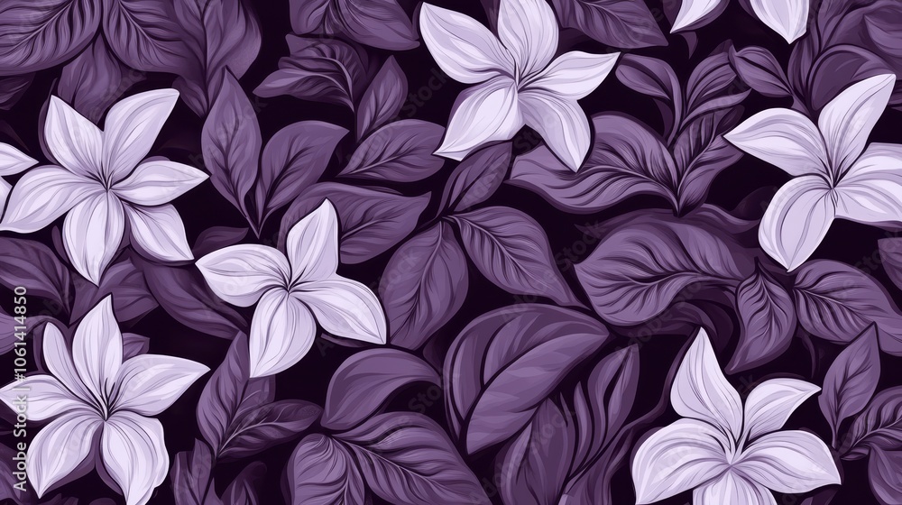 Seamless floral pattern, elegant white flowers on dark background for timeless design Seamless floral pattern, elegant white flowers on dark background for timeless design