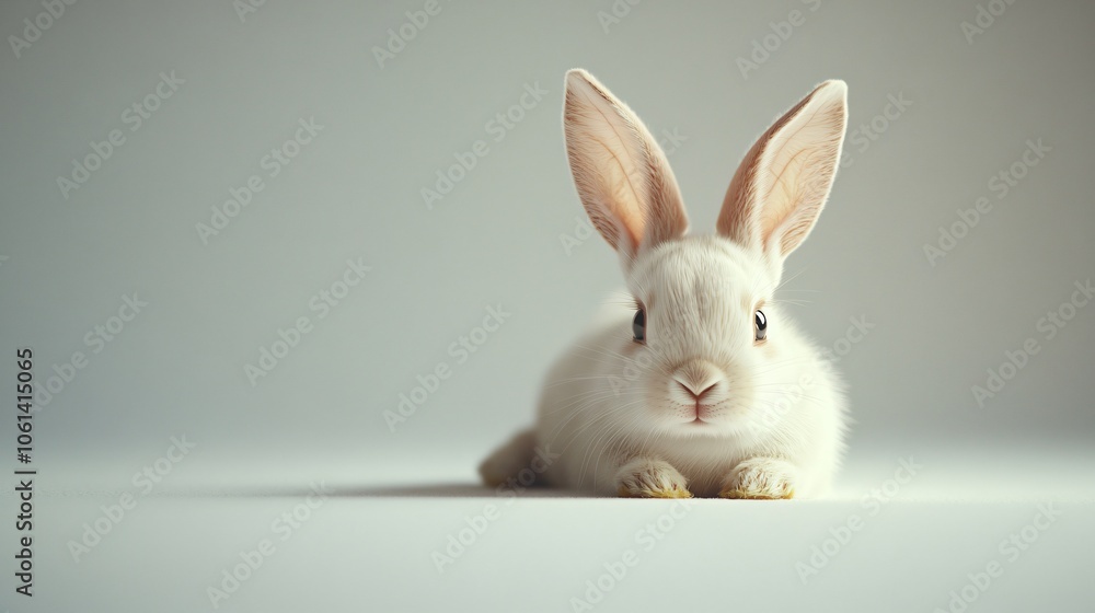 White Rabbit Sitting on a White Background White Rabbit Sitting on a White Background