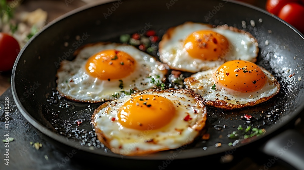 Person is cooking sunny-side-up eggs in the pan Person is cooking sunny-side-up eggs in the pan