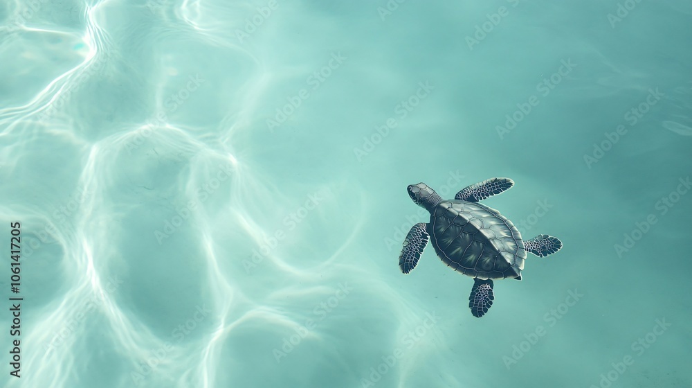 Obraz premium Sea Turtle Swimming in Clear Blue Water