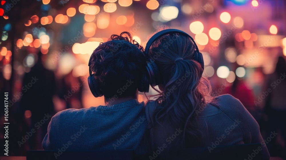Romantic Embrace Under the Twinkling Lights Romantic Embrace Under the Twinkling Lights