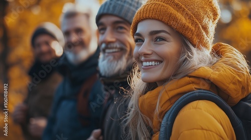 A Joyful Outdoor Gathering of Friends in Autumn Colors