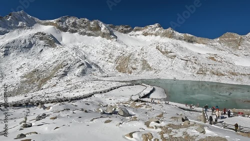 Landscape Dagu Glacier - take cable car to reach the top at 4860m is very beautiful views of the snow mountains and glaciers in Dagu Mountain Heishui County Chengdu Sichuan China - Footage Travel    photo