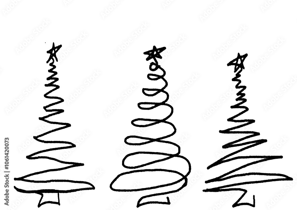 Christmas trees drawn in one line. Christmas trees drawn in one line.