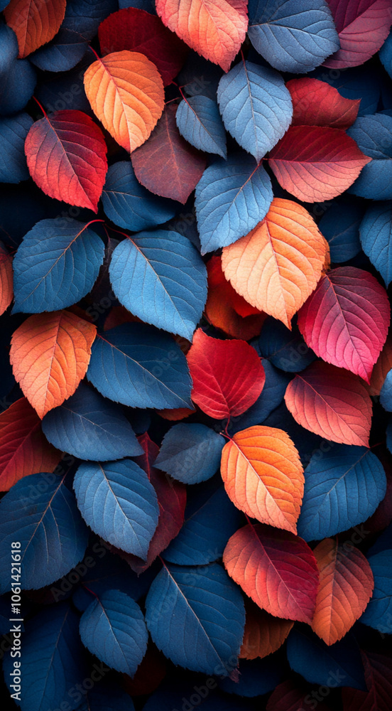 autumn background along the edges of the leaves with scattered colors deep blue and red gradient autumn background along the edges of the leaves with scattered colors deep blue and red gradient