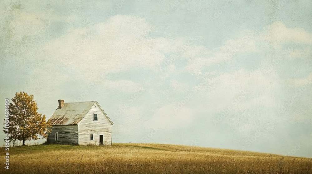 A Single Weathered House on a Rural Hillside A Single Weathered House on a Rural Hillside