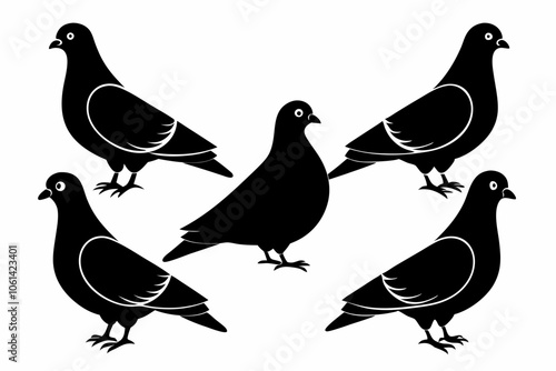 Beautiful bird pigeon silhouette black icon vector art illustration Set,hair dryer icon Set,6-pigeon--icon-black-silhouette-vector--white-background photo