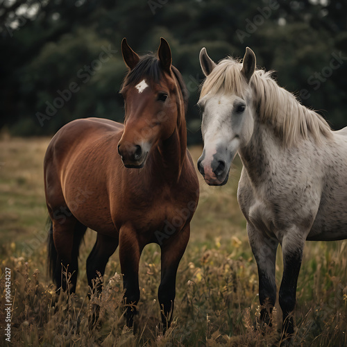 filed of horses, Ai generated