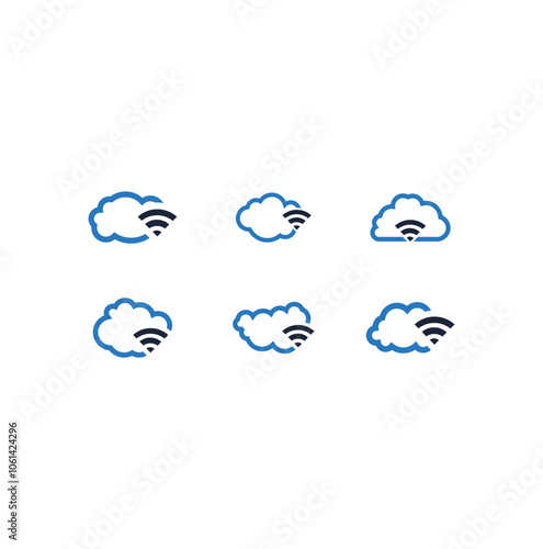 Server network connection cloud logo symbol. Vector illustration.