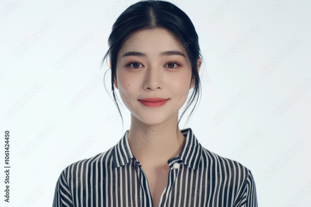 Beautiful Asian girl with wide smile in office attire. Beautiful Asian girl with wide smile in office attire.