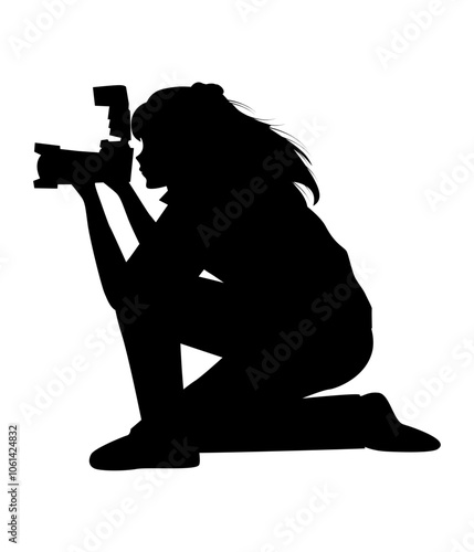 silhouette of female photographer