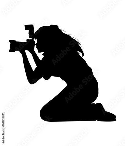 silhouette of female photographer