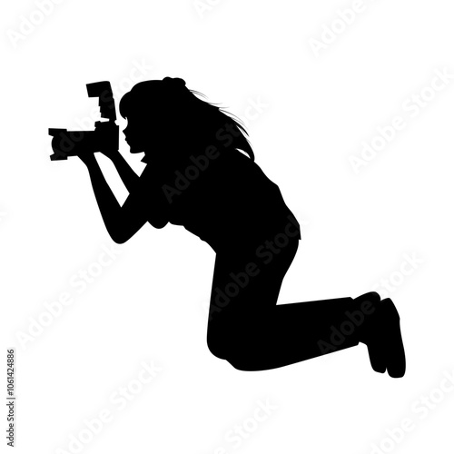 silhouette of female photographer