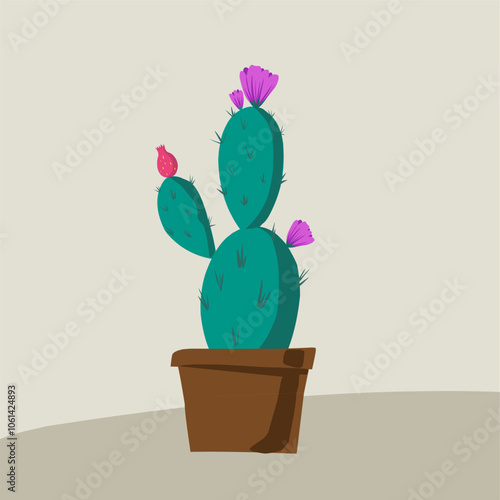 Hand drawn cactus, flat illustration, perfect for home decor simple minimalist, cute, and elegant