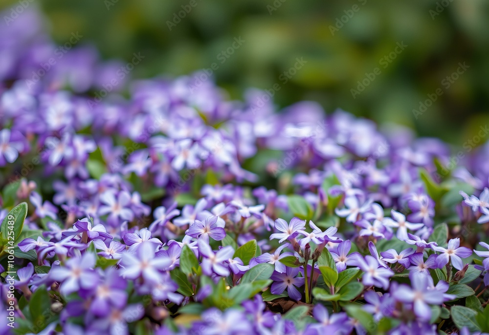 Elegant Periwinkle flowers covering the ground. Elegant Periwinkle flowers covering the ground.