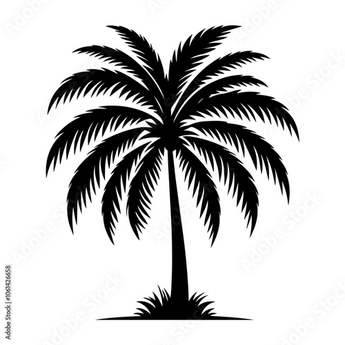 Palm tree silhouette, Tropical tree svg, tropical coconut, palm tree silhouette illustration