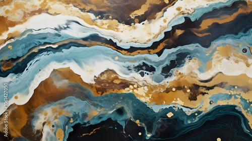 Abstract fluid art showcasing swirling patterns in earthy tones and vibrant blues.