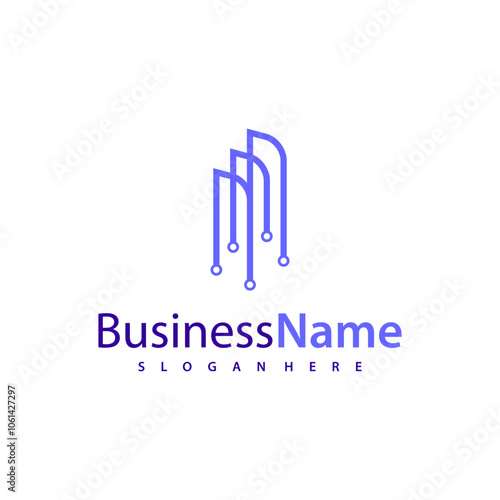 Modern Tech City logo design vector illustration, Creative Tech Modern Building logo concepts