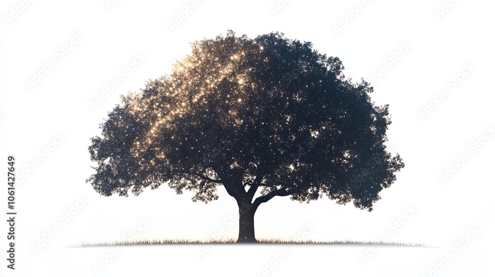 Fototapeta premium A Silhouette of a Tree With a Starry Night Sky Within its Branches