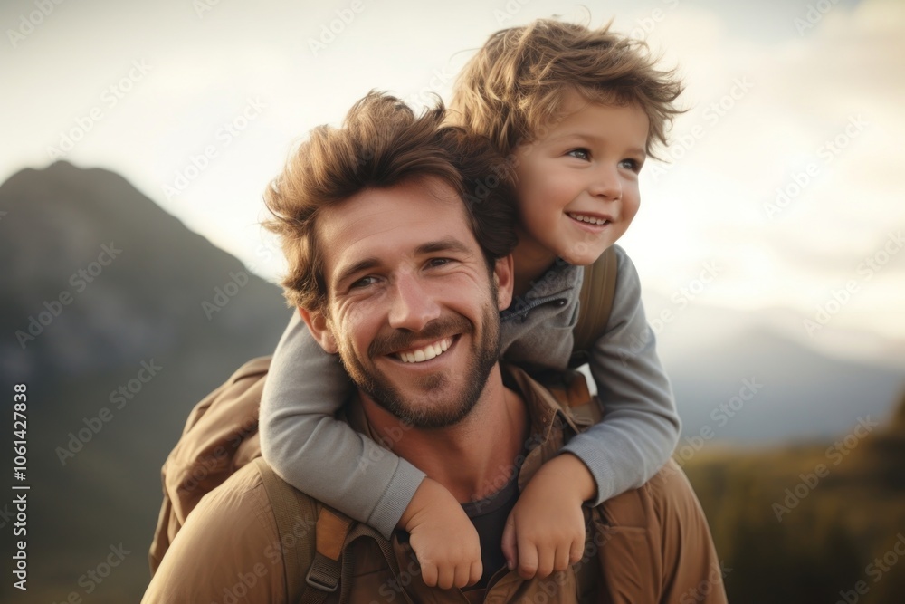 Outdoors carrying portrait father. Outdoors carrying portrait father.