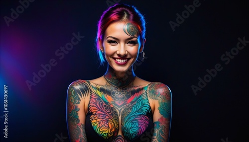 Picture Woman with a tattoo, high quality photo