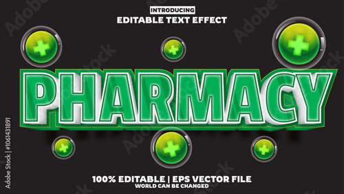 pharmacy  editable text effect in modern trend style