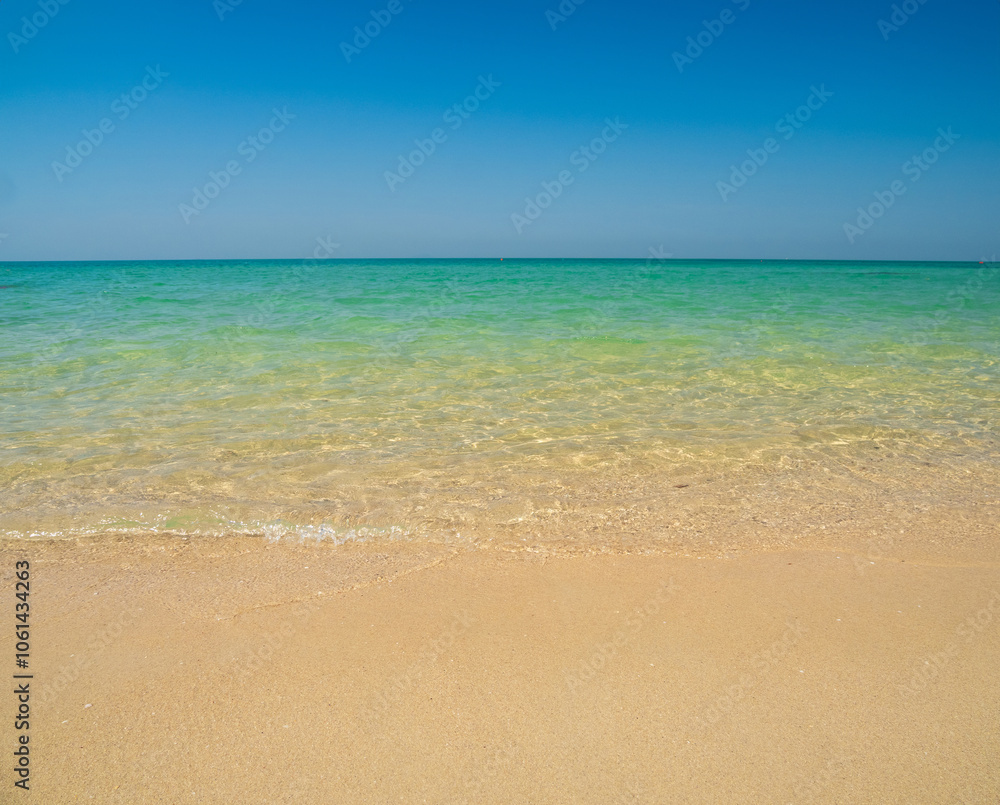 Horizon photogrphy beautiful landscape summer season vertical view tropical sea beach white sand clean blue sky background calm nature ocean wave water travel holiday at samae san island sun day time. Horizon photogrphy beautiful landscape summer season vertical view tropical sea beach white sand clean blue sky background calm nature ocean wave water travel holiday at samae san island sun day time.