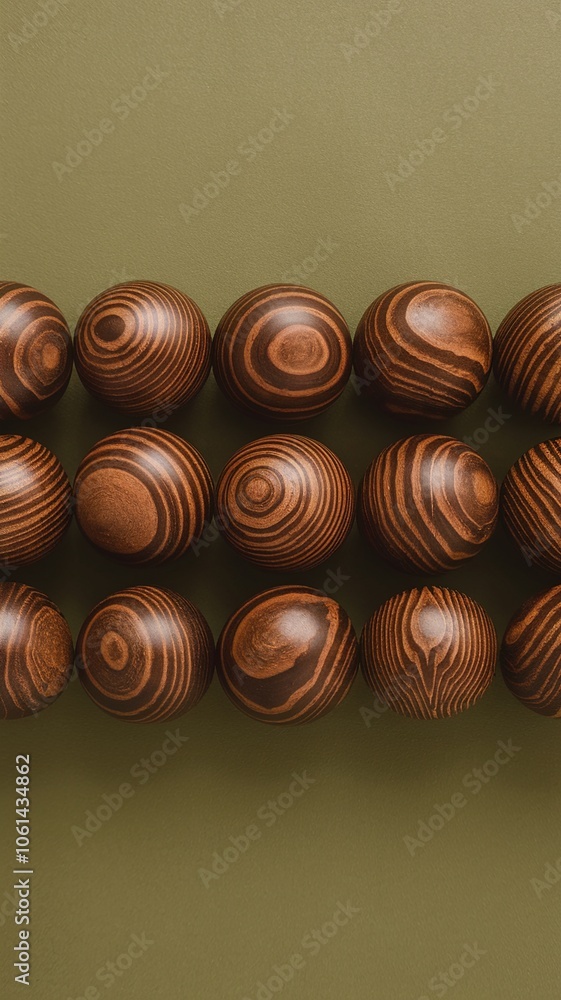 wooden balls. sophisticated. green and brown. Christmas wooden balls. sophisticated. green and brown. Christmas