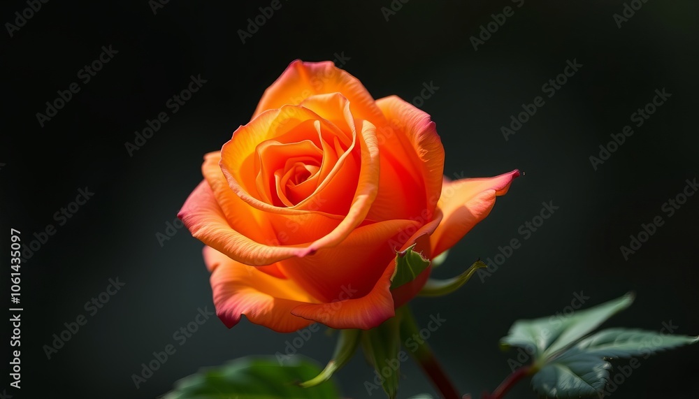 Beautiful orange rose blooming in a garden during summer afternoon light Beautiful orange rose blooming in a garden during summer afternoon light