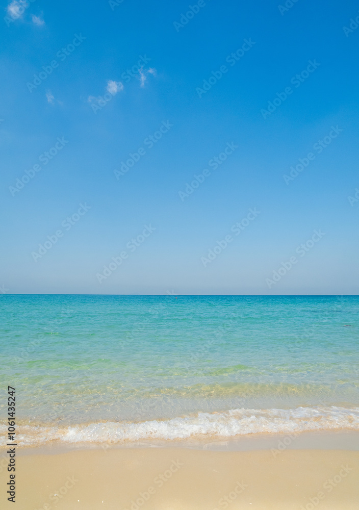 Horizon Landscape summer vertical front view point beautiful tropical sea beach white sand clean and blue sky background calm Nature ocean Beautiful wave water travel at Sai Kaew Beach thailand Horizon Landscape summer vertical front view point beautiful tropical sea beach white sand clean and blue sky background calm Nature ocean Beautiful wave water travel at Sai Kaew Beach thailand