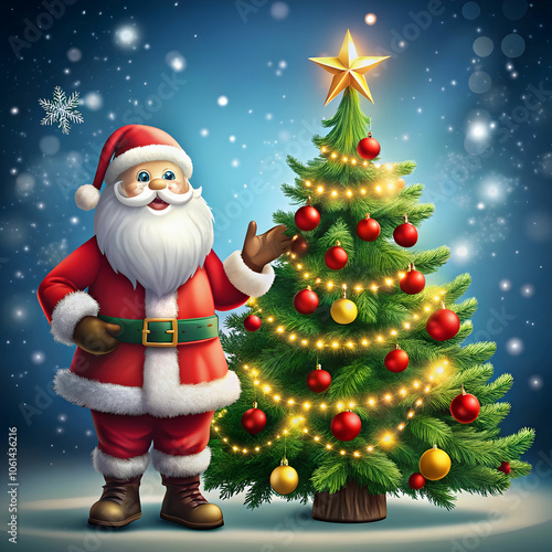 Christmas-theme with Santa and tree