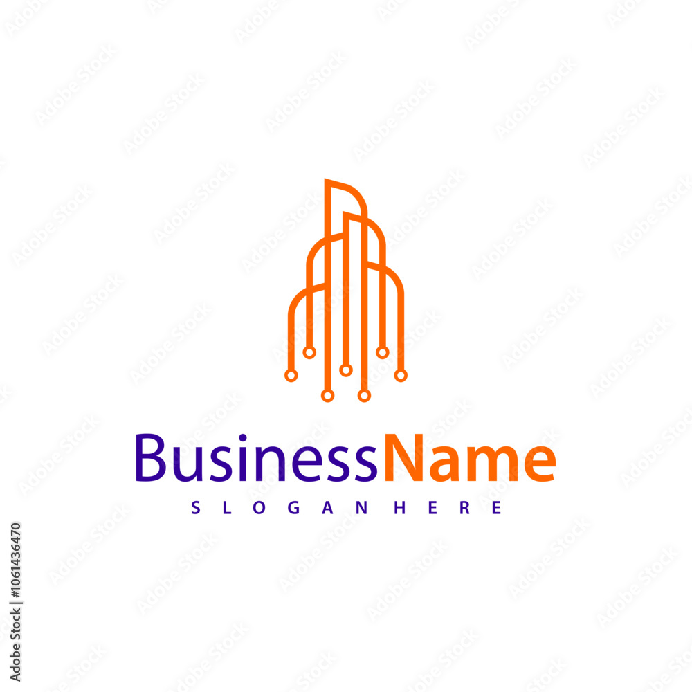 Modern Tech City logo design vector illustration, Creative Tech Modern Building logo concepts Modern Tech City logo design vector illustration, Creative Tech Modern Building logo concepts