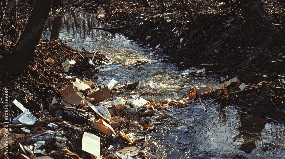 Fototapeta premium Flowing Stream in Forested Ravine