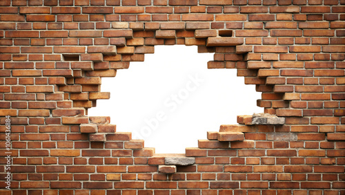 broken brick  wall with hole, hole on a broken brick wall background
