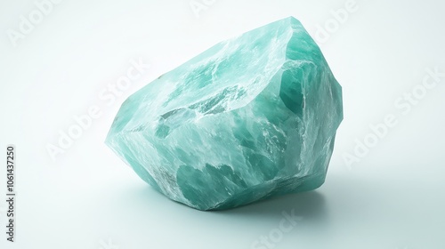 Vibrant aqua fluorite crystal on minimalist background capturing natural elegance