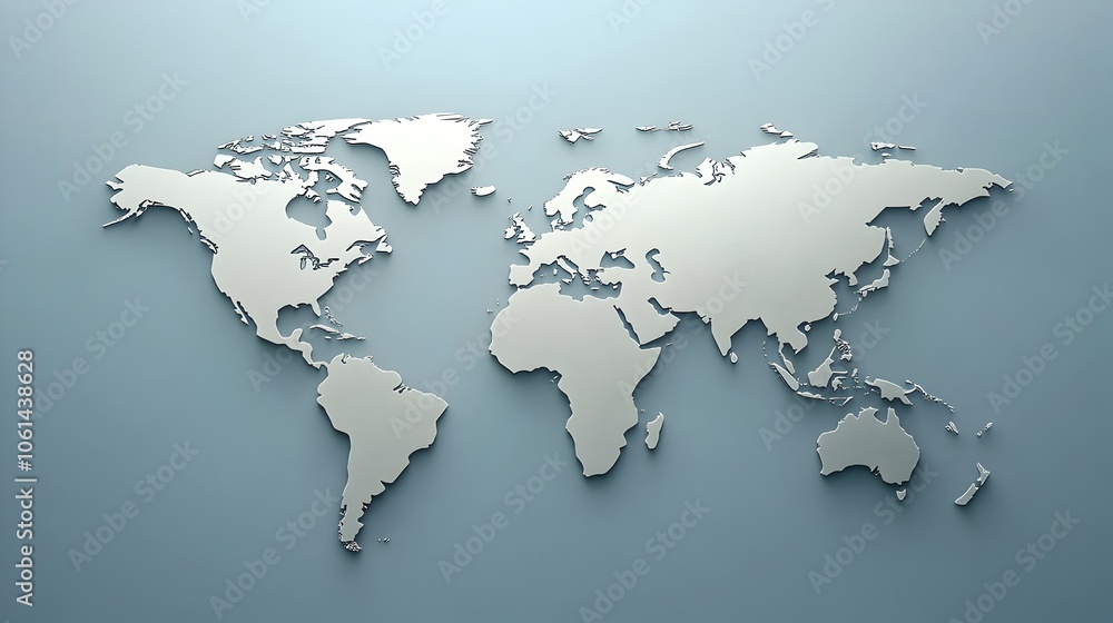 Light Grey World Map on Blue Background with Ample Copy Space Light Grey World Map on Blue Background with Ample Copy Space