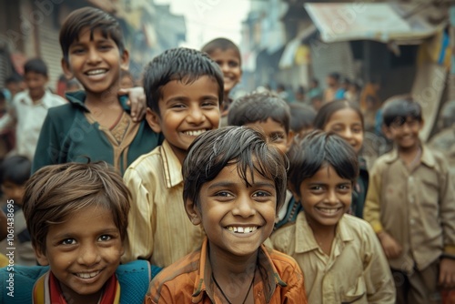 Portrait of unknowns Nepali kids at the Pashupatinath temple in the morning