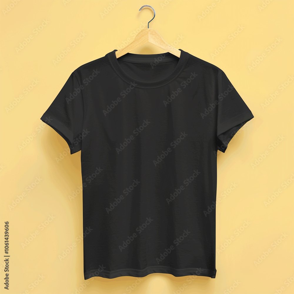 Classic Black Round Neck T-Shirt Mockup for Fashion and Branding Classic Black Round Neck T-Shirt Mockup for Fashion and Branding