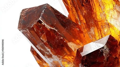 Close-up of orange quartz crystal formation with reflective surfaces photo