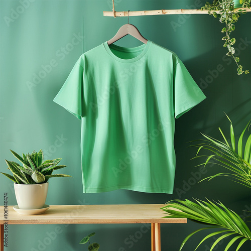 Realistic Green Round Neck T-Shirt Mockup for Branding Projects