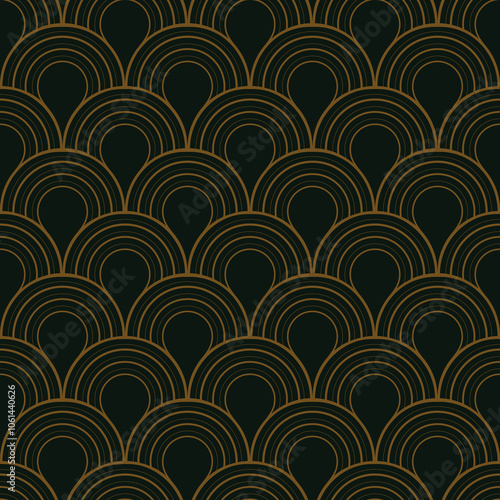 Seamless copper art deco twenties vintage pattern vector