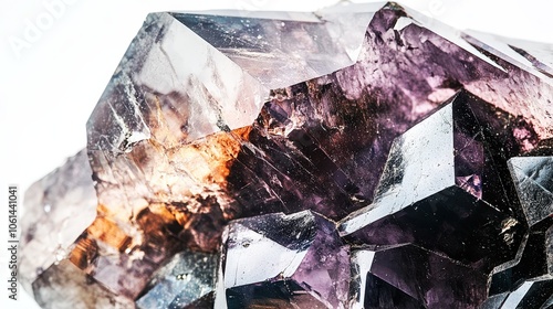 Close-up of amethyst crystal with light reflection on sharp facets photo