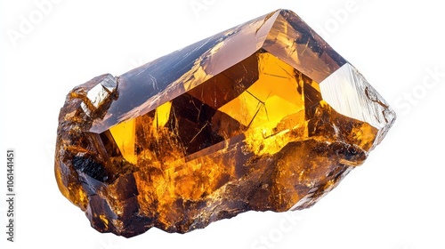 Radiant citrine crystal with amber hues on white background photo