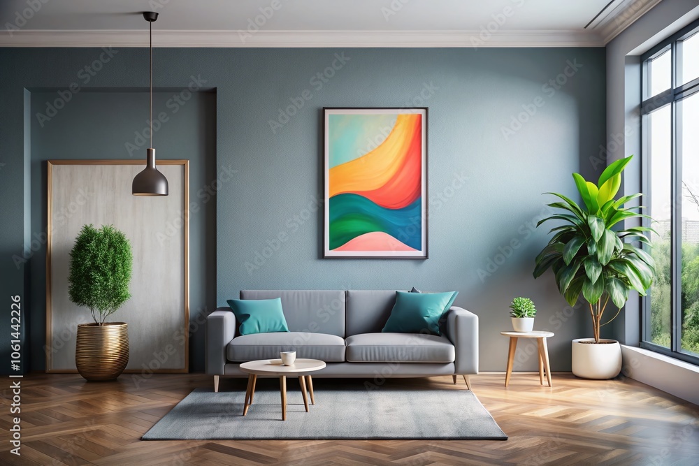 Minimalist Big Wall Painting in Gray Room – Modern Home Interior Art Mockup, Contemporary Decor, Abstract Design, Elegant Frame, Cozy Living Space, Minimalist Aesthetic Minimalist Big Wall Painting in Gray Room – Modern Home Interior Art Mockup, Contemporary Decor, Abstract Design, Elegant Frame, Cozy Living Space, Minimalist Aesthetic