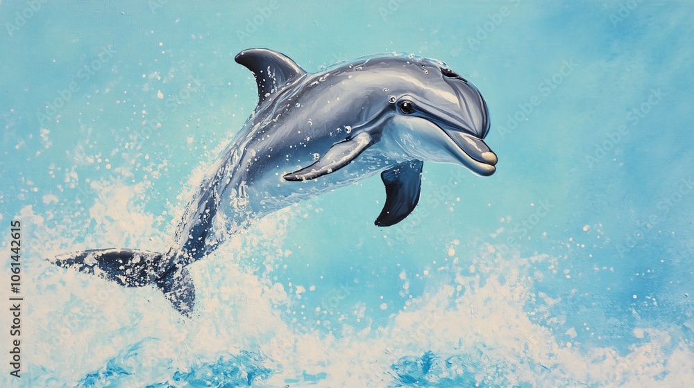 Fototapeta premium Dolphin Leaping Out of the Water