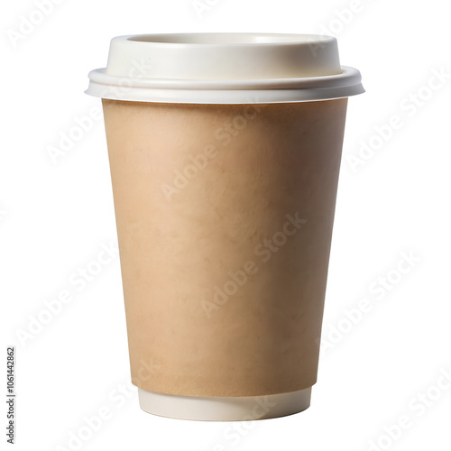 brown paper coffee cup isolated on transparent background, coffee cup PNG