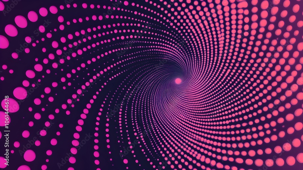 Stylized Halftone Swirl with Gradient Color Dots in Vibrant Pink and Purple Hues Stylized Halftone Swirl with Gradient Color Dots in Vibrant Pink and Purple Hues